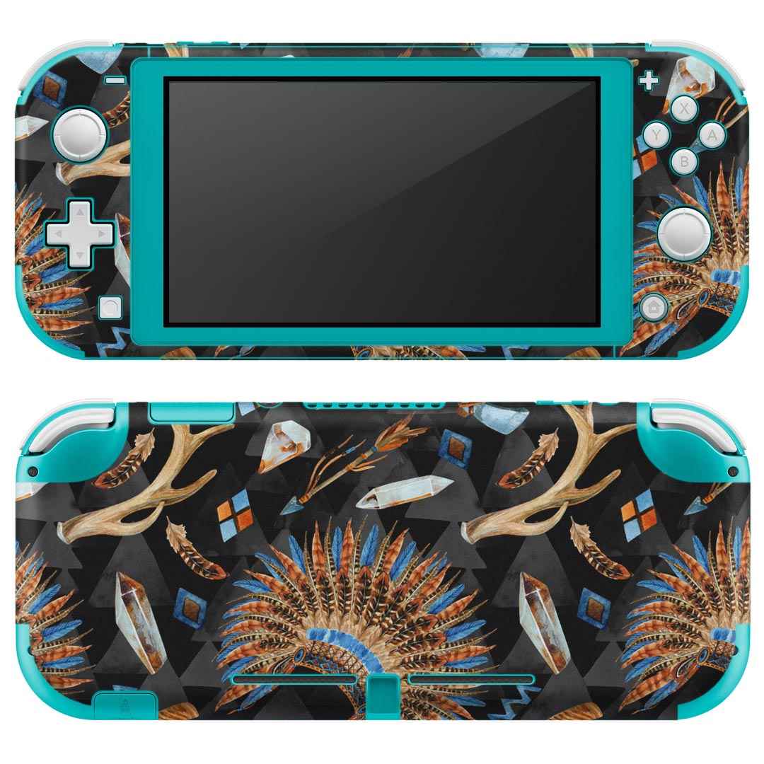 igsticker Nintendo Switch Lite 専用 デザインスキンシール 全面 ニンテンドー スイッチ ライト 専用 ゲーム機 カバー アクセサリー フィルム ステッカー エアフリー 014541 模様　インディアン