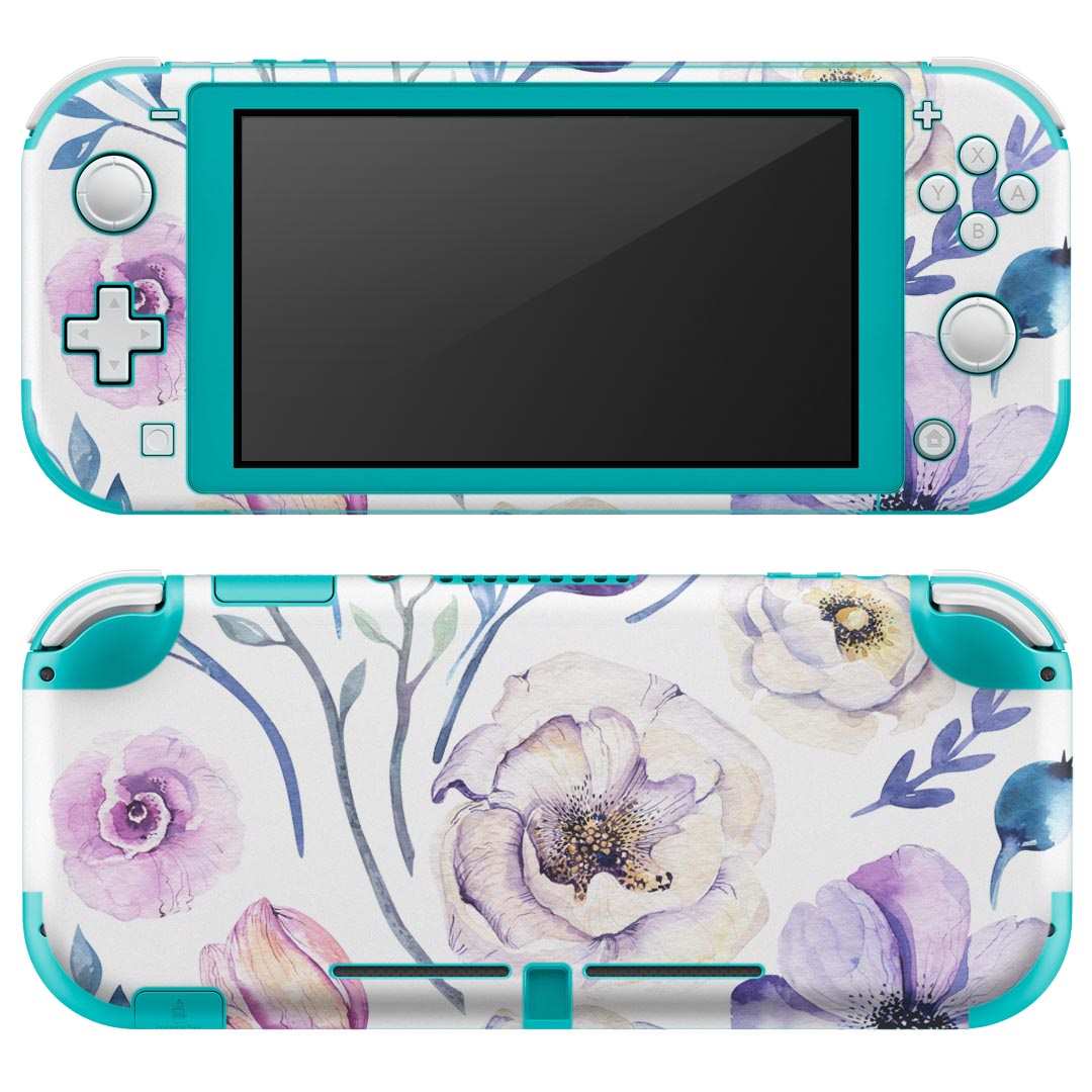 igsticker Nintendo Switch Lite 専用 デザインスキンシール 全面 ニンテンドー スイッチ ライト 専用 ゲーム機 カバー アクセサリー フィルム ステッカー エアフリー 014580 花　　紫