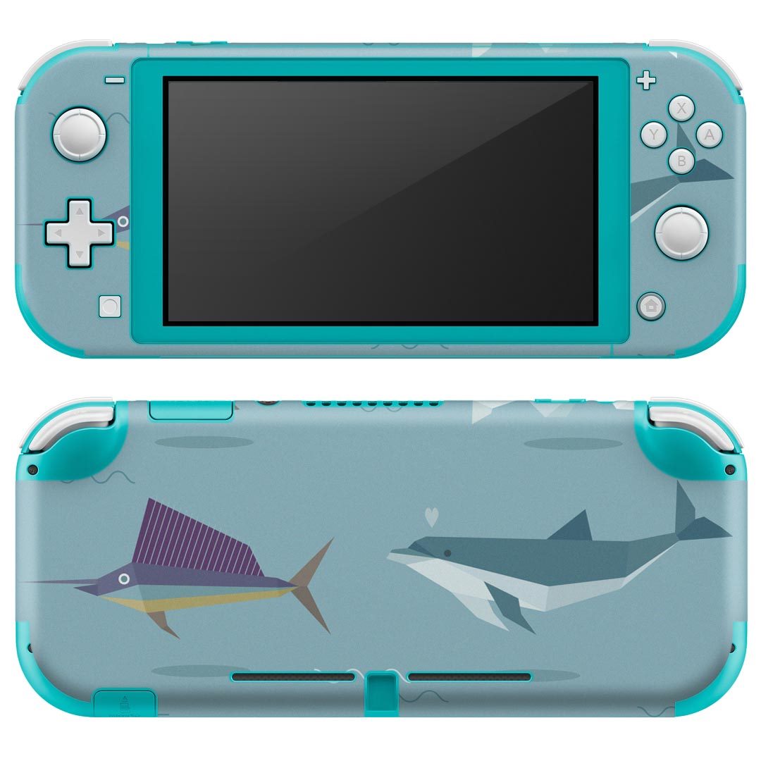 igsticker Nintendo Switch Lite 専用 デザインスキンシール 全面 ニンテンドー スイッチ ライト 専用 ゲーム機 カバー アクセサリー フィルム ステッカー エアフリー 014623 海　生き物　サメ