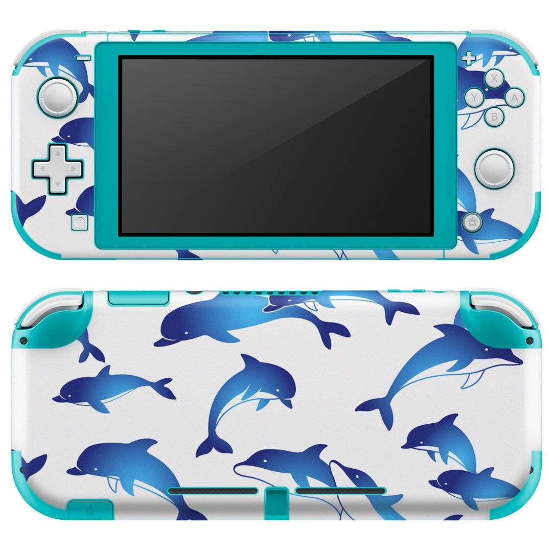 igsticker Nintendo Switch Lite 専用 デザインスキンシール 全面 ニンテンドー スイッチ ライト 専用 ゲーム機 カバー アクセサリー フィルム ステッカー エアフリー 014639 海 生き物 イルカ