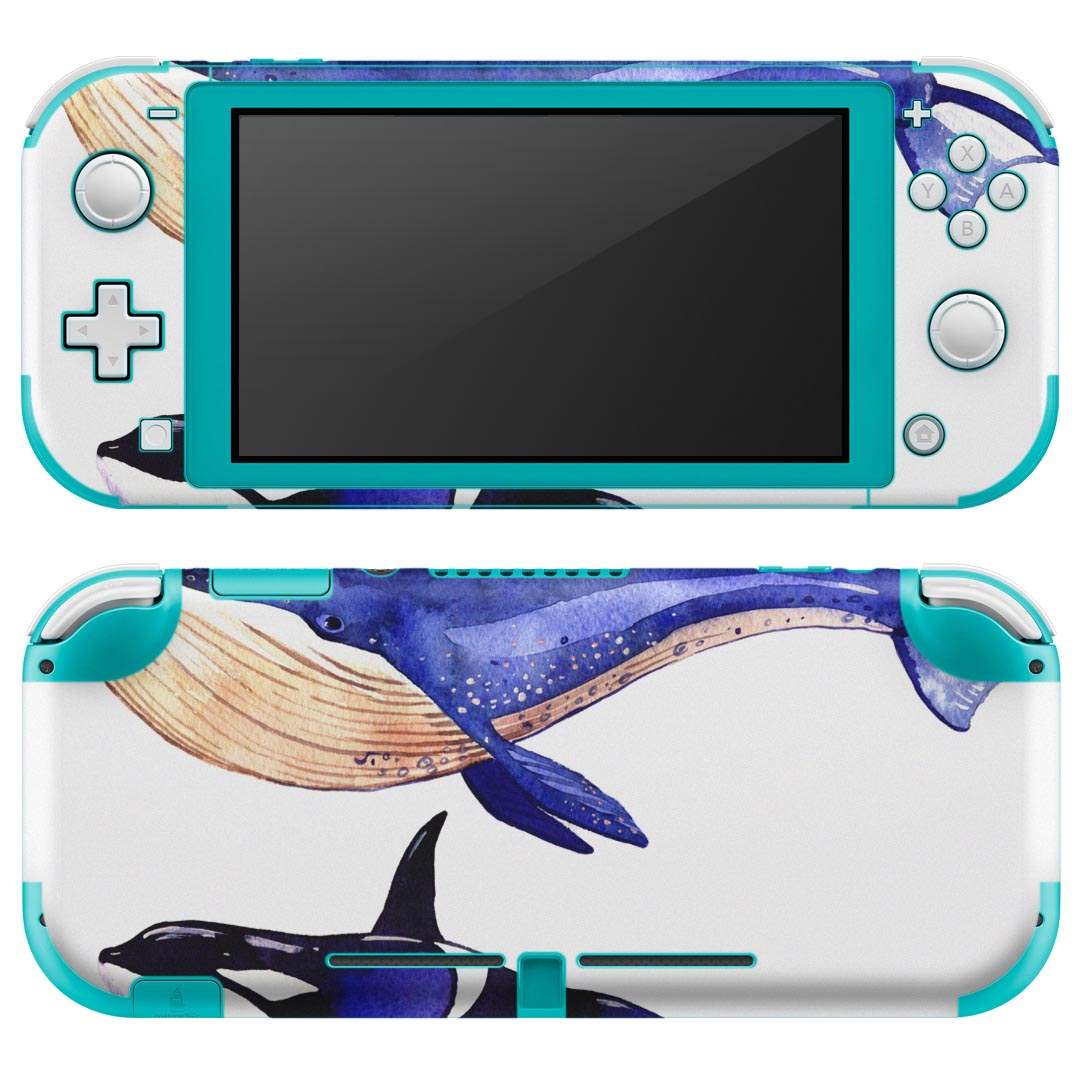 igsticker Nintendo Switch Lite 専用 デザインスキンシール 全面 ニンテンドー スイッチ ライト 専用 ゲーム機 カバー アクセサリー フィルム ステッカー エアフリー 014703 海　イルカ　クジラ