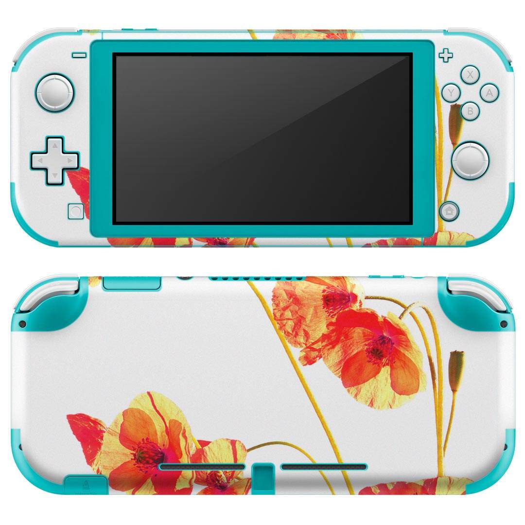 igsticker Nintendo Switch Lite 専用 デザインスキンシール 全面 ニンテンドー スイッチ ライト 専用 ゲーム機 カバー アクセサリー フィルム ステッカー エアフリー 014725 花　　オレンジ