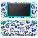 igsticker Nintendo Switch Lite 専用 デザインスキンシール 全面 ニンテンドー スイッチ ライト 専用 ゲーム機 カバー アクセサリー フィルム ステッカー エアフリー 014730 小花柄 青(2)