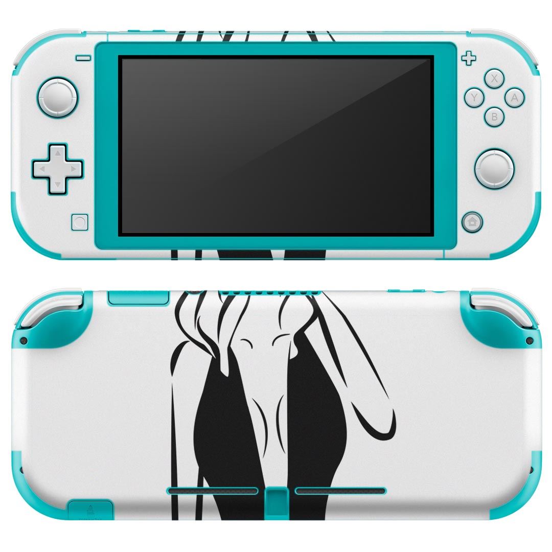 igsticker Nintendo Switch Lite 専用 デザインスキンシール 全面 ニンテンドー スイッチ ライト 専用 ゲーム機 カバー アクセサリー フィルム ステッカー エアフリー 014745 女性 白黒