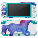 igsticker Nintendo Switch Lite 専用 デザインスキンシール 全面 ニンテンドー スイッチ ライト 専用 ゲーム機 カバー アクセサリー フィルム ステッカー エアフリー 014758 馬 シルエット 水彩