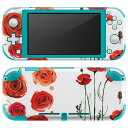 igsticker Nintendo Switch Lite 専用 デザインスキンシール 全面 ニンテンドー スイッチ ライト 専用 ゲーム機 カバー アクセサリー フィルム ステッカー エアフリー 014762 花　植物　赤