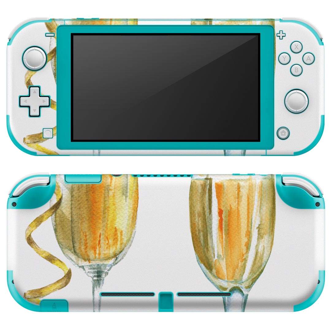 igsticker Nintendo Switch Lite 専用 デザインスキンシール 全面 ニンテンドー スイッチ ライト 専用 ゲーム機 カバー アクセサリー フィルム ステッカー エアフリー 014769 グラス　シャンパン　飲み物