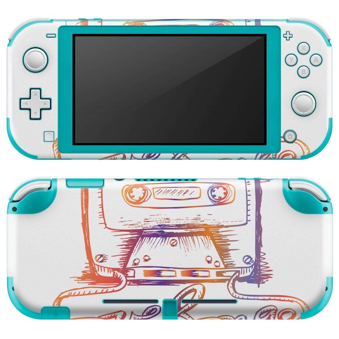 製品名 Nintendo Switch Lite専用 デザインスキンシール セット内容 Nintendo Switch Lite本体用スキンシール（裏表）各1枚 ※液晶側シールは2パーツに分かれていますニンテンドースイッチライト専用です。据え置き機のSwitch本体やJoyコンには対応していません。 商品特徴 3M社製の再剥離性シートを素材に採用し、細かな位置調整がしやすく貼り直しが容易です。また、エアフリーでもありますので気泡が簡単に逃げるので、キレイに貼ることができます。専用の業務プリンターを使い、商品画像と遜色のない美しい印刷仕上がり。 注意事項 画像はサンプルですので、ご覧の環境によっては多少色味に違いを感じる場合がございます。 イメージと違った、モニターと色味が異なるという理由での交換や返金はご対応出来かねます。スキンシールのみの販売で、ニンテンドースイッチ本体などは付属しません。シワができた場合、ドライヤーなどで軽く温め、外側に向けてシワを伸ばすように貼ってください。初回貼付時の位置調整や貼り直しは可能ですが、しっかりと押し付けて接着させた後の再剥離、再利用は保証しておりません。また接着部に油分や汚れが付着しますと角の部分は剥がれやすくなりますので、貼付時はあまり触れないようにご注意ください。無地のセミグロスシートにデザインをプリントした商品で、デコなどの加工はございません。 凹凸や光沢があるように見えたり布地や金属を素材にしたように見える商品もありますが、デザインの図版によるものです。印刷時に微妙な画像のズレが生じる場合がございます。ご注文後に1点1点制作する受注生産品の為、不良品以外のご返品や交換は固くお断りします。 商品発送 完全受注生産のハンドメイド商品となりますので、既製品と比べて発送までお時間を頂いています。 基本的に決済確認後2?3営業日、最大で10営業日での発送となります。繁忙期や休業日明けの場合はさらに時間がかかる場合があります。 その際には別途メールにてご連絡致します。メール便の場合、発送日から到着までに2?4日ほどかかる場合が多く、紛失などの保障もご対応できかねます。あらかじめご了承下さい。