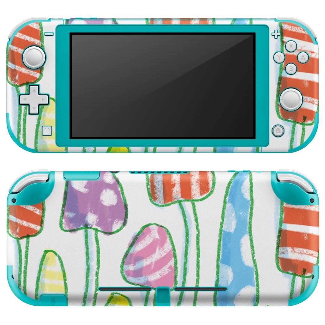 igsticker Nintendo Switch Lite 専用 デザインスキンシール 全面 ニンテンドー スイッチ ライト 専用 ゲーム機 カバー アクセサリー フィルム ステッカー エアフリー 014808 きのこ 手描き カラフル