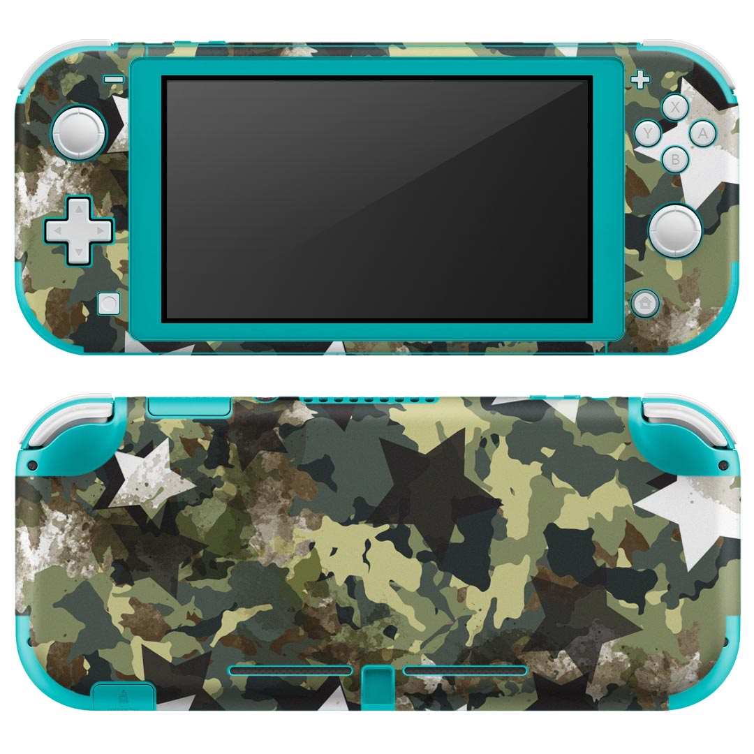 igsticker Nintendo Switch Lite 専用 デザインスキンシール 全面 ニンテンドー スイッチ ライト 専用 ゲーム機 カバー アクセサリー フィルム ステッカー エアフリー 014836 星 迷彩 カムフラージュ