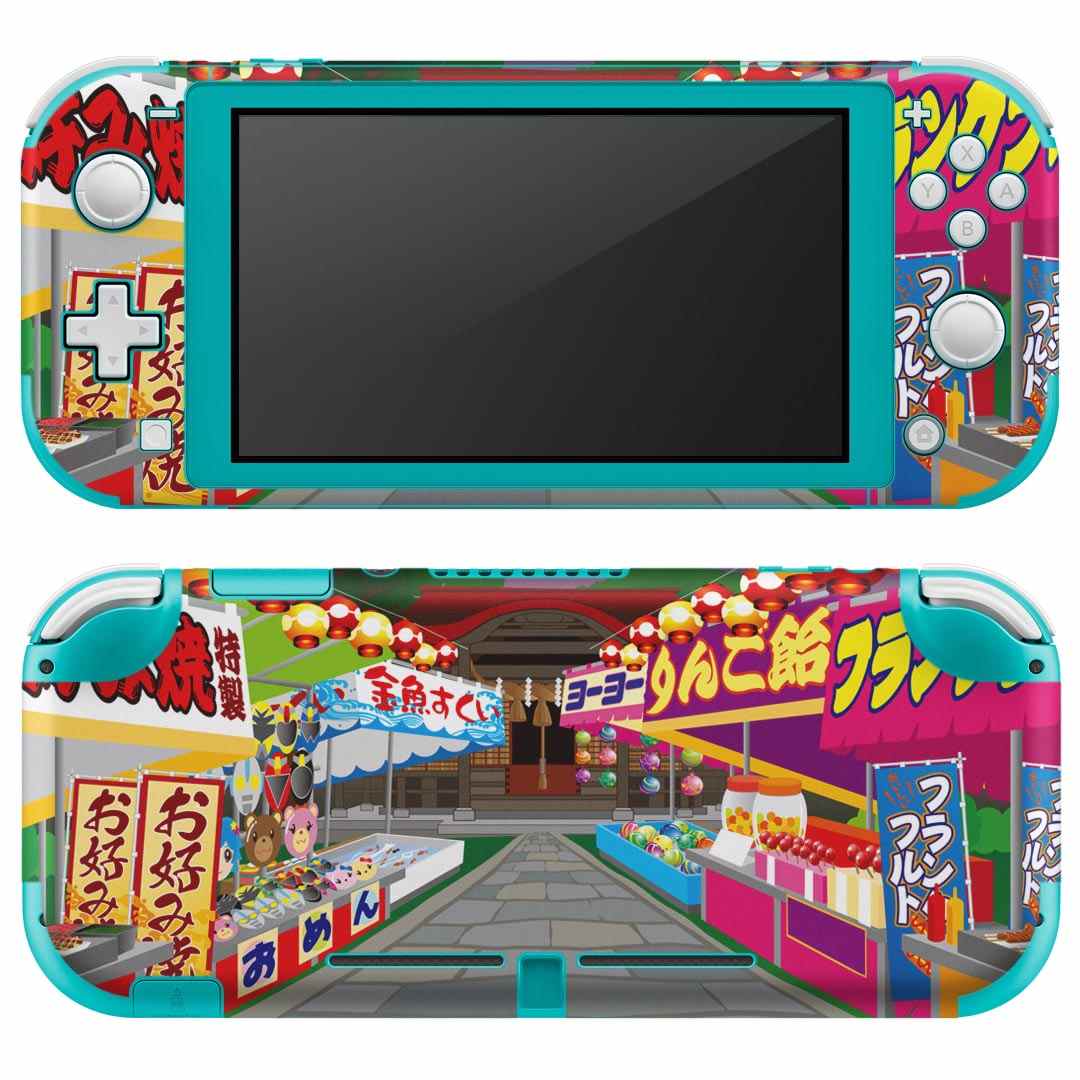 igsticker Nintendo Switch Lite 専用 デザインスキンシール 全面 ニンテンドー スイッチ ライト 専用 ゲーム機 カバー アクセサリー フィルム ステッカー エアフリー 014868 お祭り　風景　テキ屋　屋台