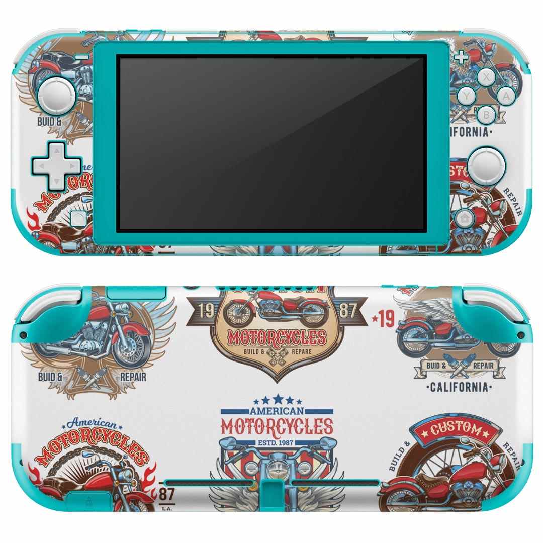 igsticker Nintendo Switch Lite 専用 デザインスキンシール 全面 ニンテンドー スイッチ ライト 専用 ゲーム機 カバー アクセサリー フィルム ステッカー エアフリー 014879 バイク　イラスト　クール