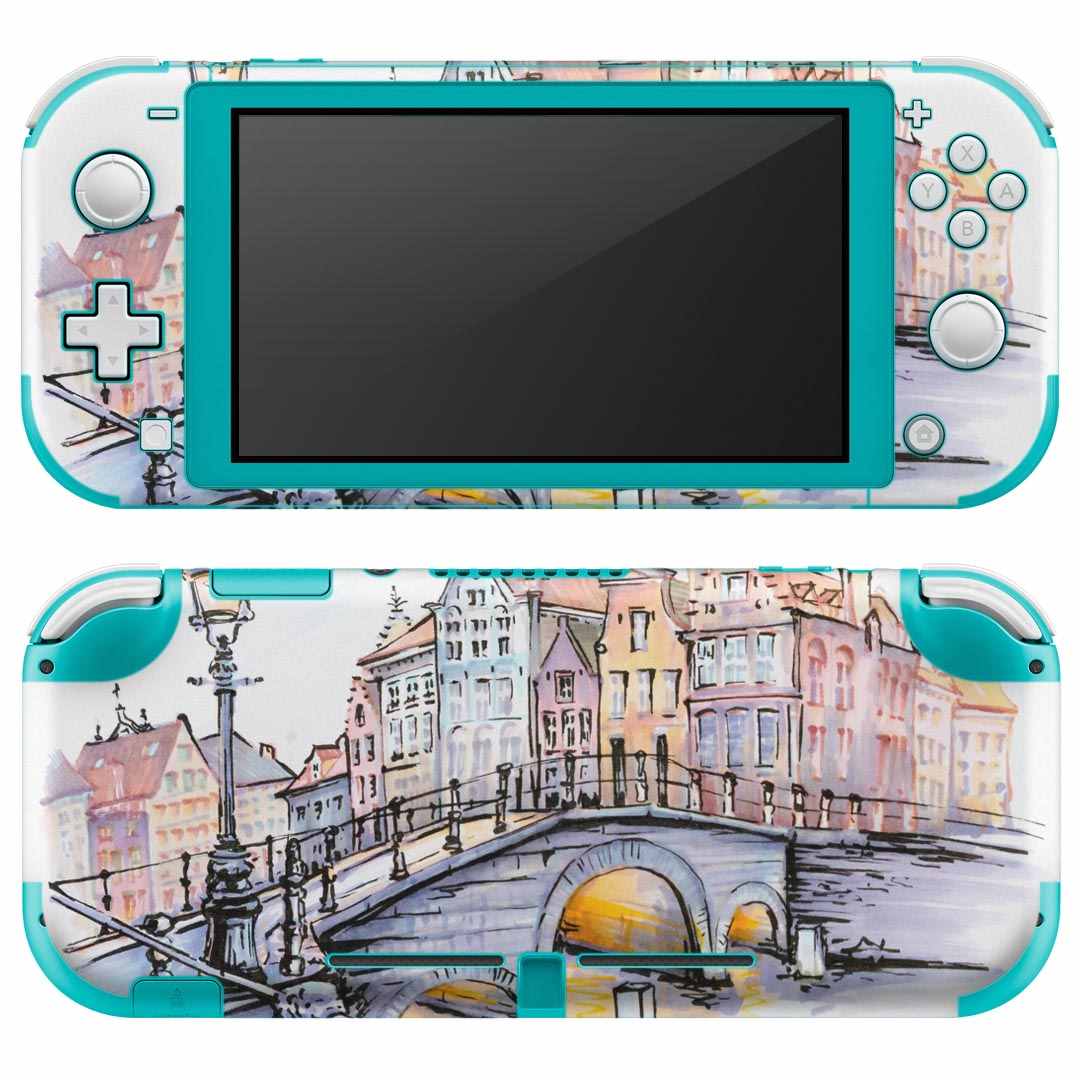igsticker Nintendo Switch Lite 専用 デザインスキンシール 全面 ニンテンドー スイッチ ライト 専用 ゲーム機 カバー アクセサリー フィルム ステッカー エアフリー 014927 手描き 街 おしゃれ