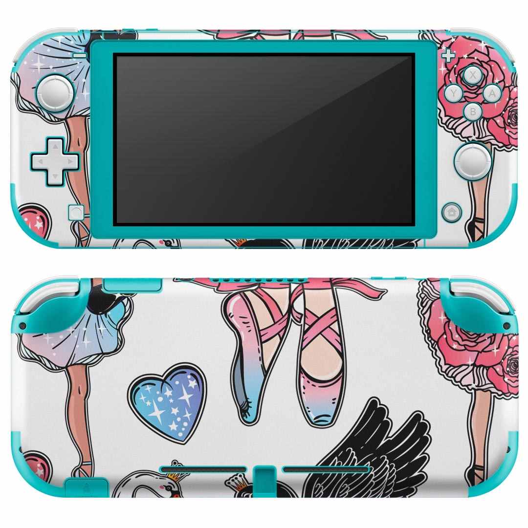 igsticker Nintendo Switch Lite 専用 デザインスキンシール 全面 ニンテンドー スイッチ ライト 専用 ゲーム機 カバー アクセサリー フィルム ステッカー エアフリー 014949 バレエ　白鳥　イラスト