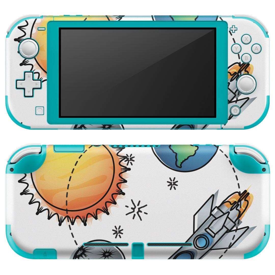 igsticker Nintendo Switch Lite 専用 デザインスキンシール 全面 ニンテンドー スイッチ ライト 専用 ゲーム機 カバー アクセサリー フィルム ステッカー エアフリー 014953 宇宙　イラスト　ロケット