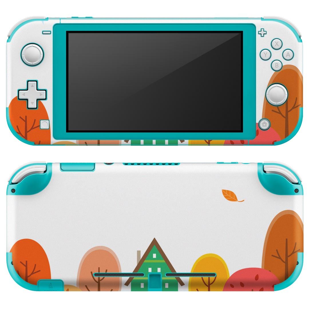 igsticker Nintendo Switch Lite 専用 デザインスキンシール 全面 ニンテンドー スイッチ ライト 専用 ゲーム機 カバー アクセサリー フィルム ステッカー エアフリー 014994 秋 落ち葉 家 景色 風景