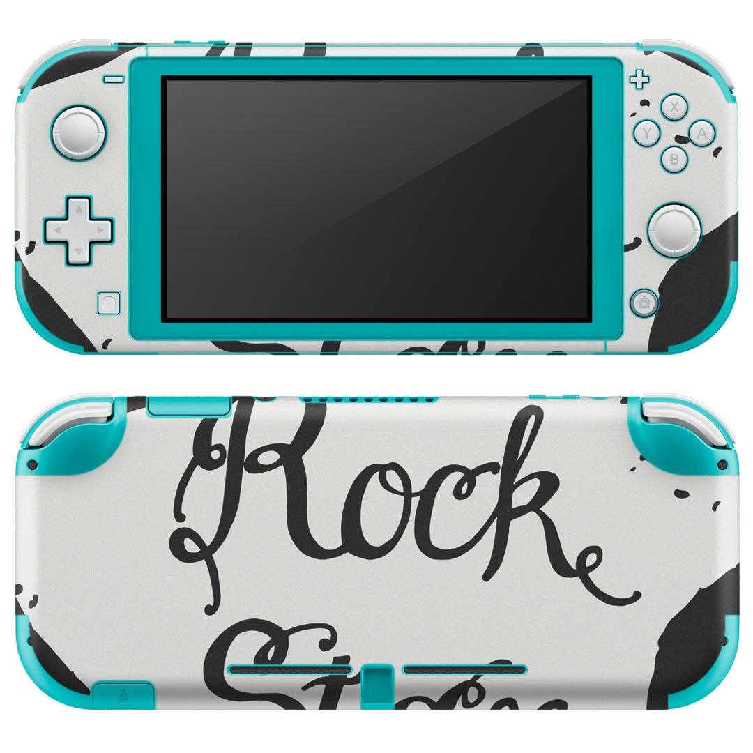 igsticker Nintendo Switch Lite 専用 デザインスキンシール 全面 ニンテンドー スイッチ ライト 専用 ゲーム機 カバー アクセサリー フィルム ステッカー エアフリー 015350 星 モノクロ 英字