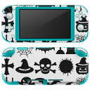 igsticker Nintendo Switch Lite 専用 デザインスキンシール 全面 ニンテンドー スイッチ ライト 専用 ゲーム機 カバー アクセサリー フィルム ステッカー エアフリー 015354 ハロウィン モノクロ がいこつ カボチャ