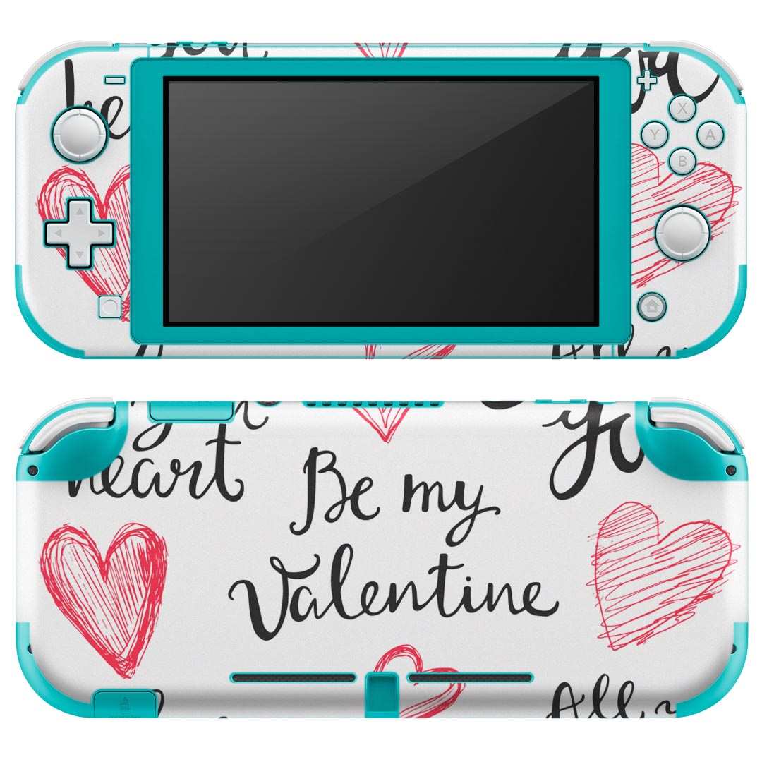 igsticker Nintendo Switch Lite 専用 デザインスキンシール 全面 ニンテンドー スイッチ ライト 専用 ゲーム機 カバー アクセサリー フィルム ステッカー エアフリー 015369 英字　ハート　かわいい