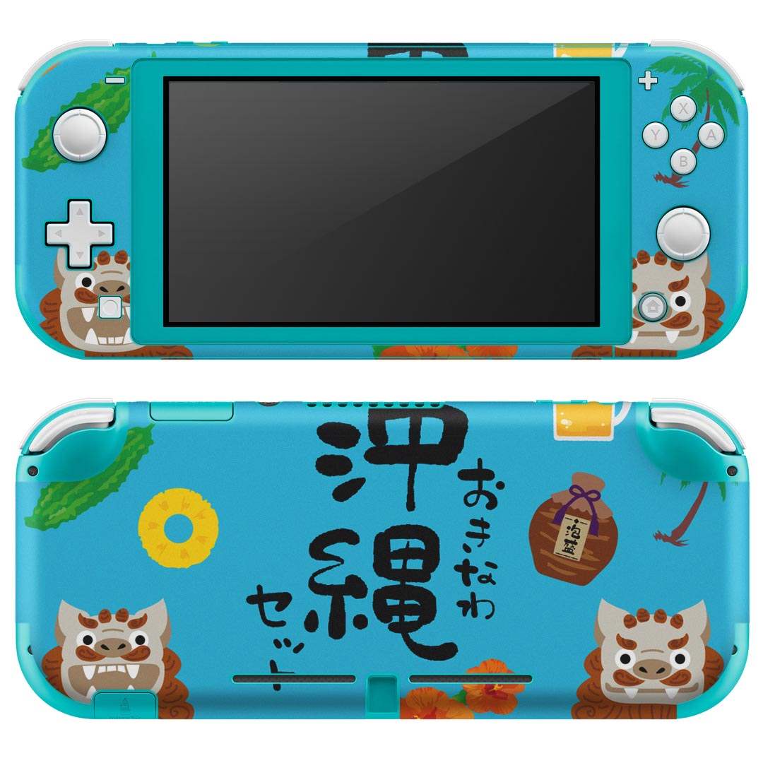 igsticker Nintendo Switch Lite 専用 デザインスキンシール 全面 ニンテンドー スイッチ ライト 専用 ゲーム機 カバー アクセサリー フィルム ステッカー エアフリー 015377 沖縄　夏　シーサー　パイナップル
