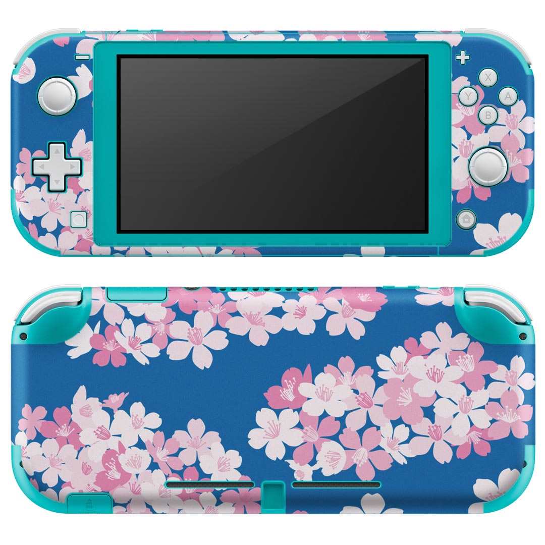 igsticker Nintendo Switch Lite 専用 デザインスキンシール 全面 ニンテンドー スイッチ ライト 専用 ゲーム機 カバー アクセサリー フィルム ステッカー エアフリー 015403 桜　青　植物