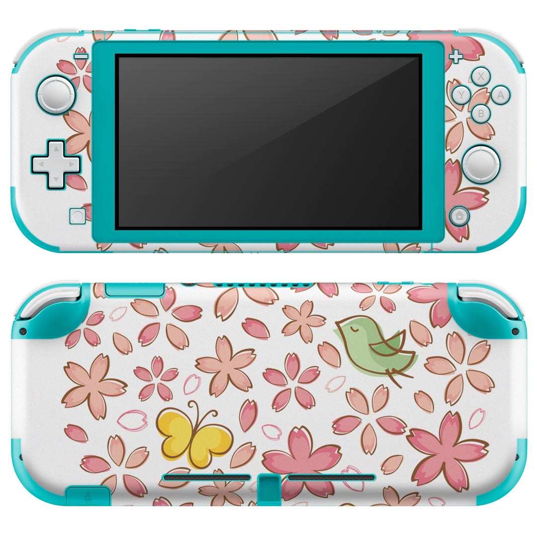 igsticker Nintendo Switch Lite 専用 デザインスキンシール 全面 ニンテンドー スイッチ ライト 専用 ゲーム機 カバー アクセサリー フィルム ステッカー エアフリー 015407 桜 花 ピンク 鳥 春 初春