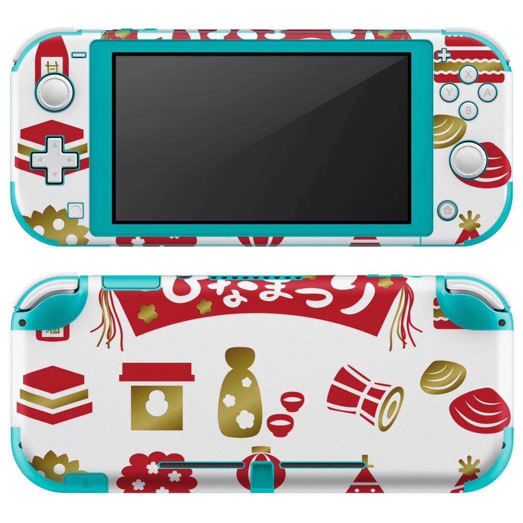 igsticker Nintendo Switch Lite 専用 デザインスキンシール 全面 ニンテンドー スイッチ ライト 専用 ゲーム機 カバー アクセサリー フィルム ステッカー エアフリー 015420 ひなまつり　お菓子　赤　イベント