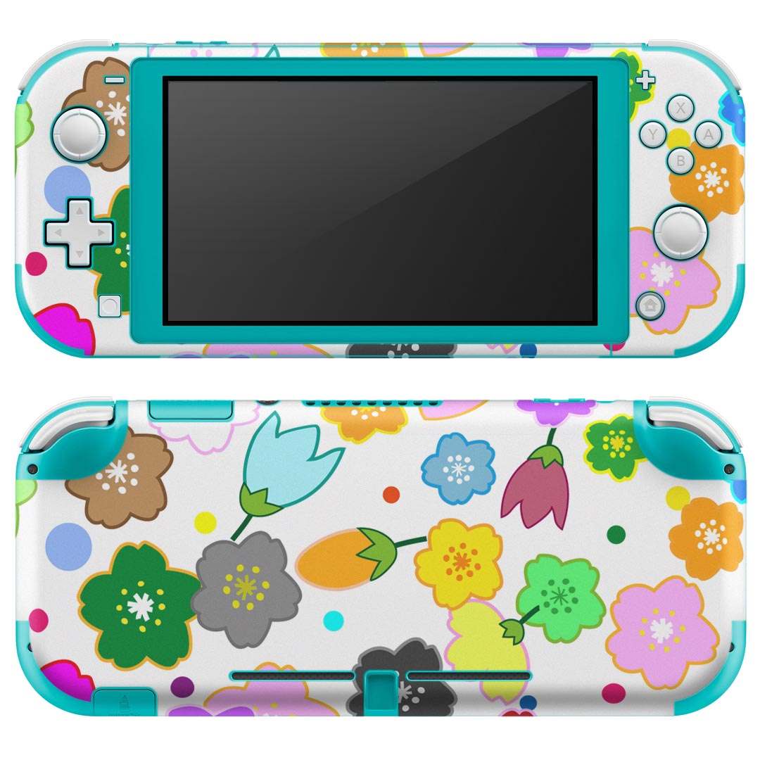 igsticker Nintendo Switch Lite 専用 デザインスキンシール 全面 ニンテンドー スイッチ ライト 専用 ゲーム機 カバー アクセサリー フィルム ステッカー エアフリー 015453 桜 カラフル 植物