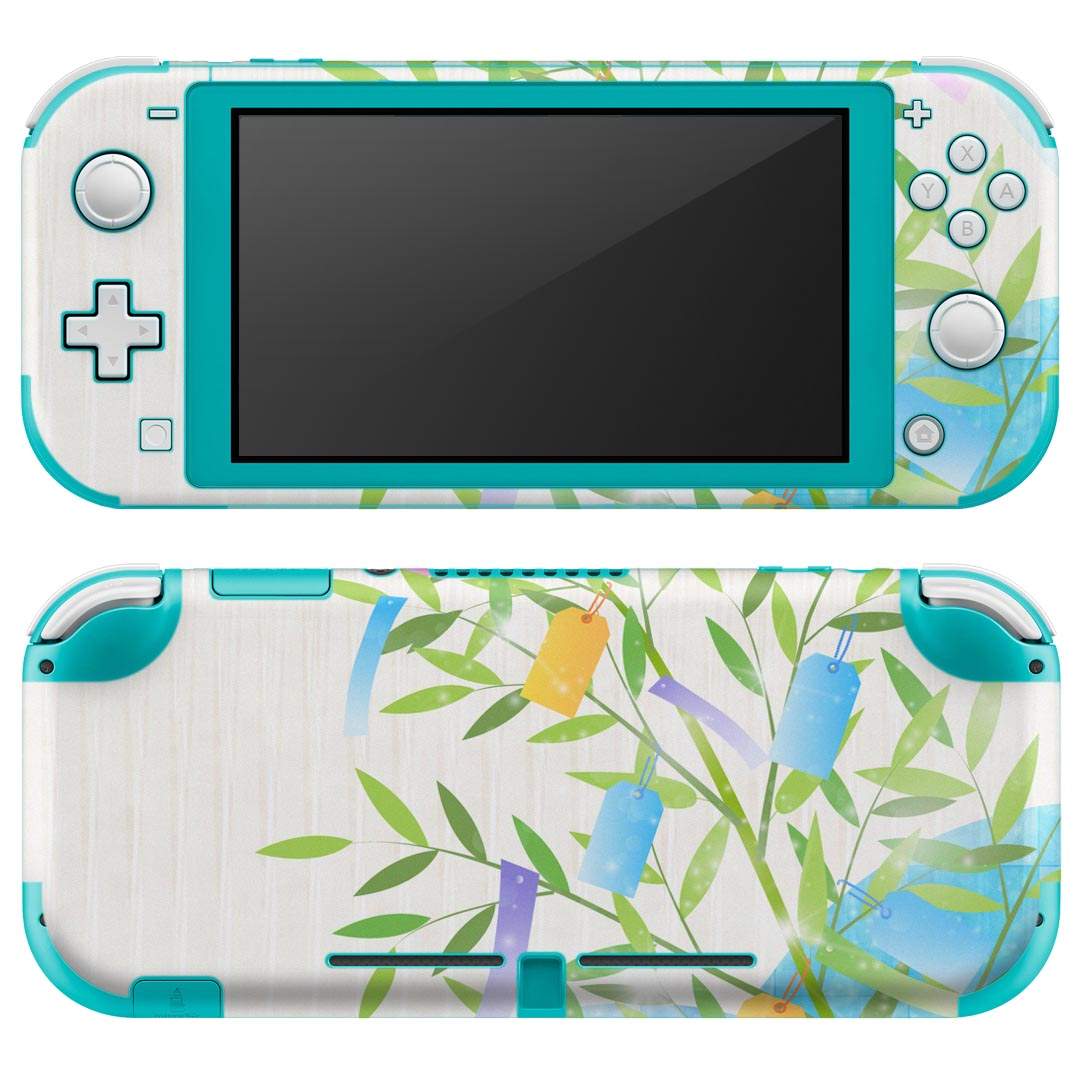 igsticker Nintendo Switch Lite 専用 デザインスキンシール 全面 ニンテンドー スイッチ ライト 専用 ゲーム機 カバー アクセサリー フィルム ステッカー エアフリー 015455 笹 七夕 水玉