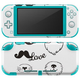 igsticker Nintendo Switch Lite 専用 デザインスキンシール 全面 ニンテンドー スイッチ ライト 専用 ゲーム機 カバー アクセサリー フィルム ステッカー エアフリー 015516 ひげ　王冠　モノクロ