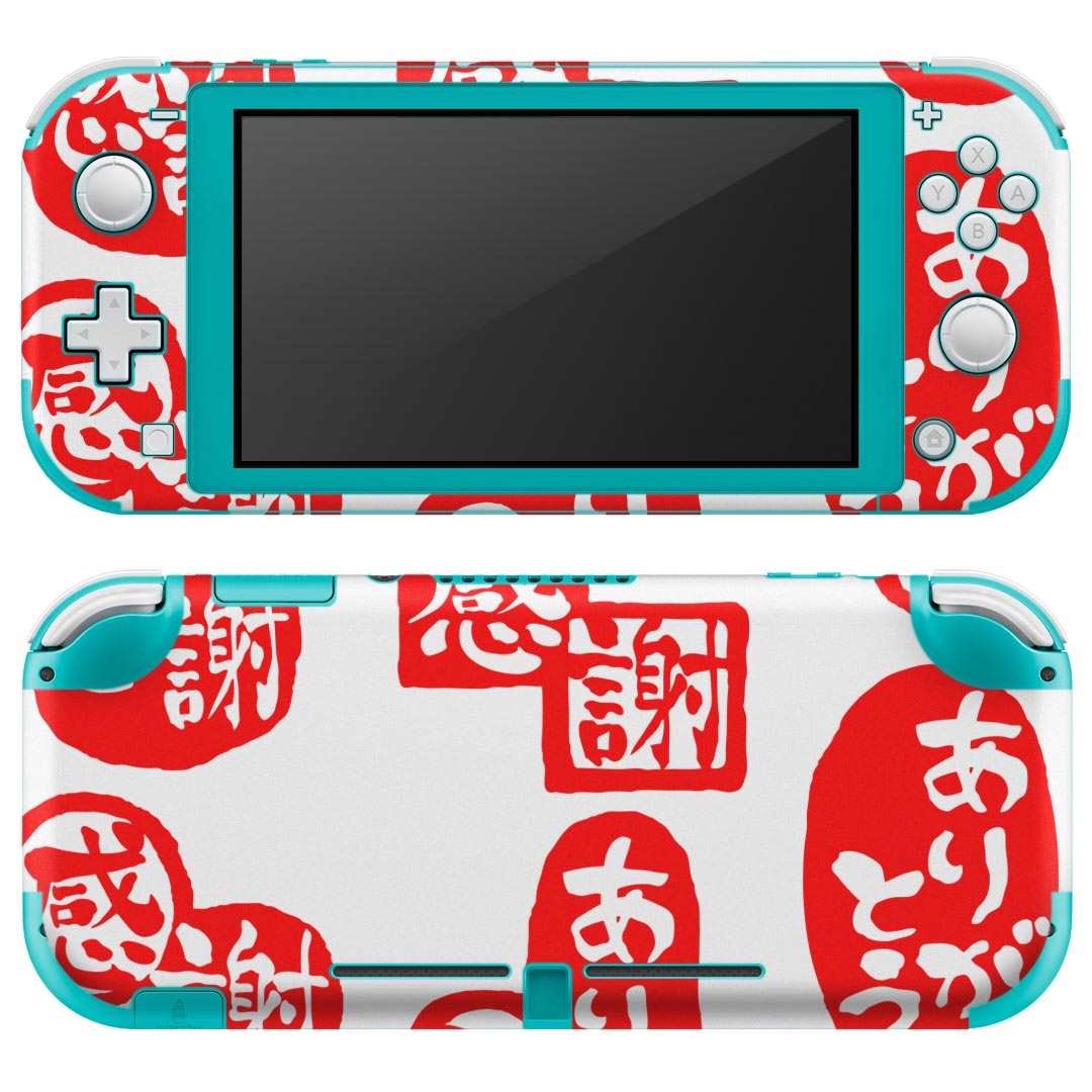 igsticker Nintendo Switch Lite 専用 デザインスキンシール 全面 ニンテンドー スイッチ ライト 専用 ゲーム機 カバー アクセサリー フィルム ステッカー エアフリー 015519 ありがとう はんこ デコ