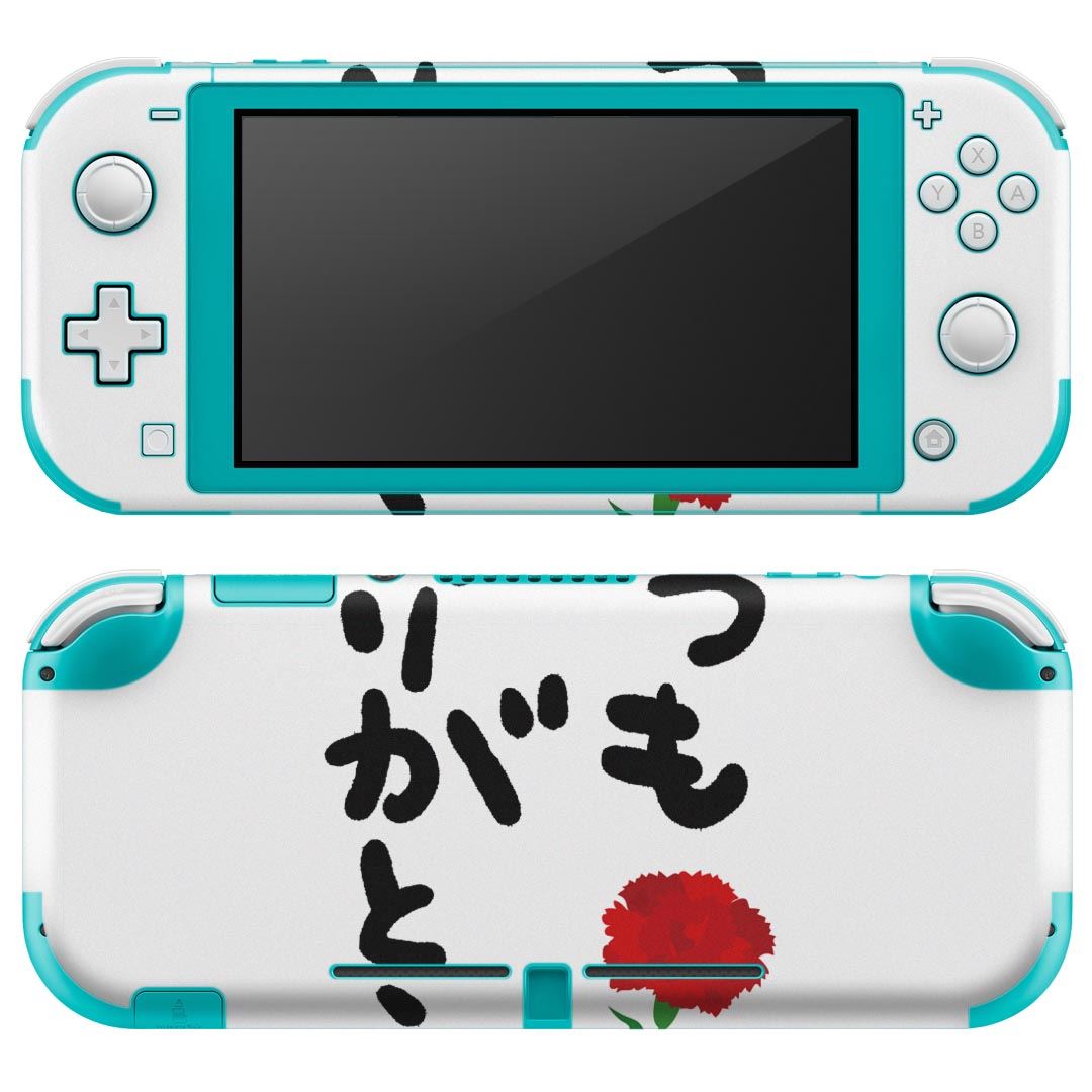 igsticker Nintendo Switch Lite 専用 デザインスキンシール 全面 ニンテンドー スイッチ ライト 専用 ゲーム機 カバー アクセサリー フィルム ステッカー エアフリー 015525 ありがとう　はんこ　デコ　バラ　カーネーション