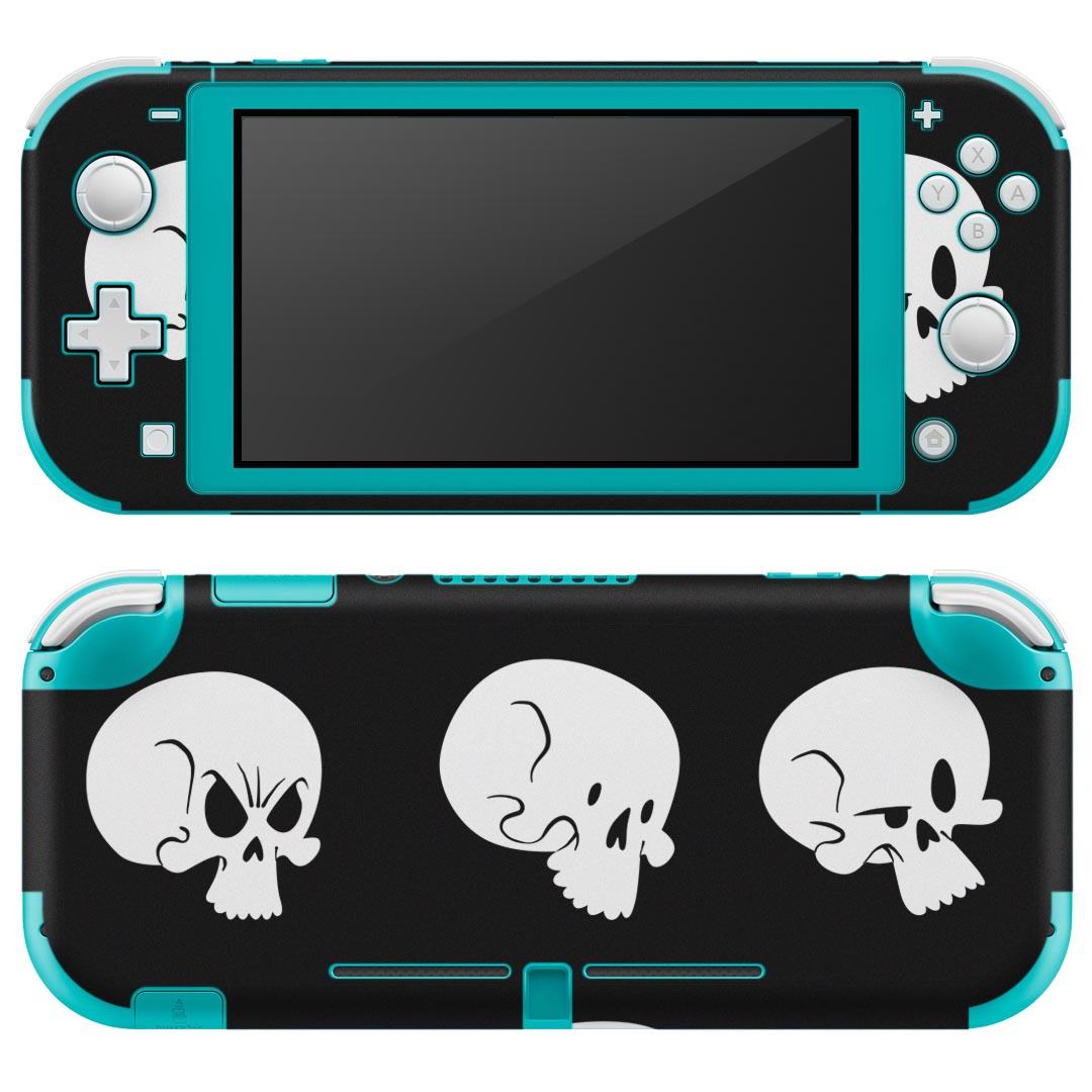 igsticker Nintendo Switch Lite 専用 デザインスキンシール 全面 ニンテンドー スイッチ ライト 専用 ゲーム機 カバー アクセサリー フィルム ステッカー エアフリー 015705 がいこつ　スカル　モノクロ