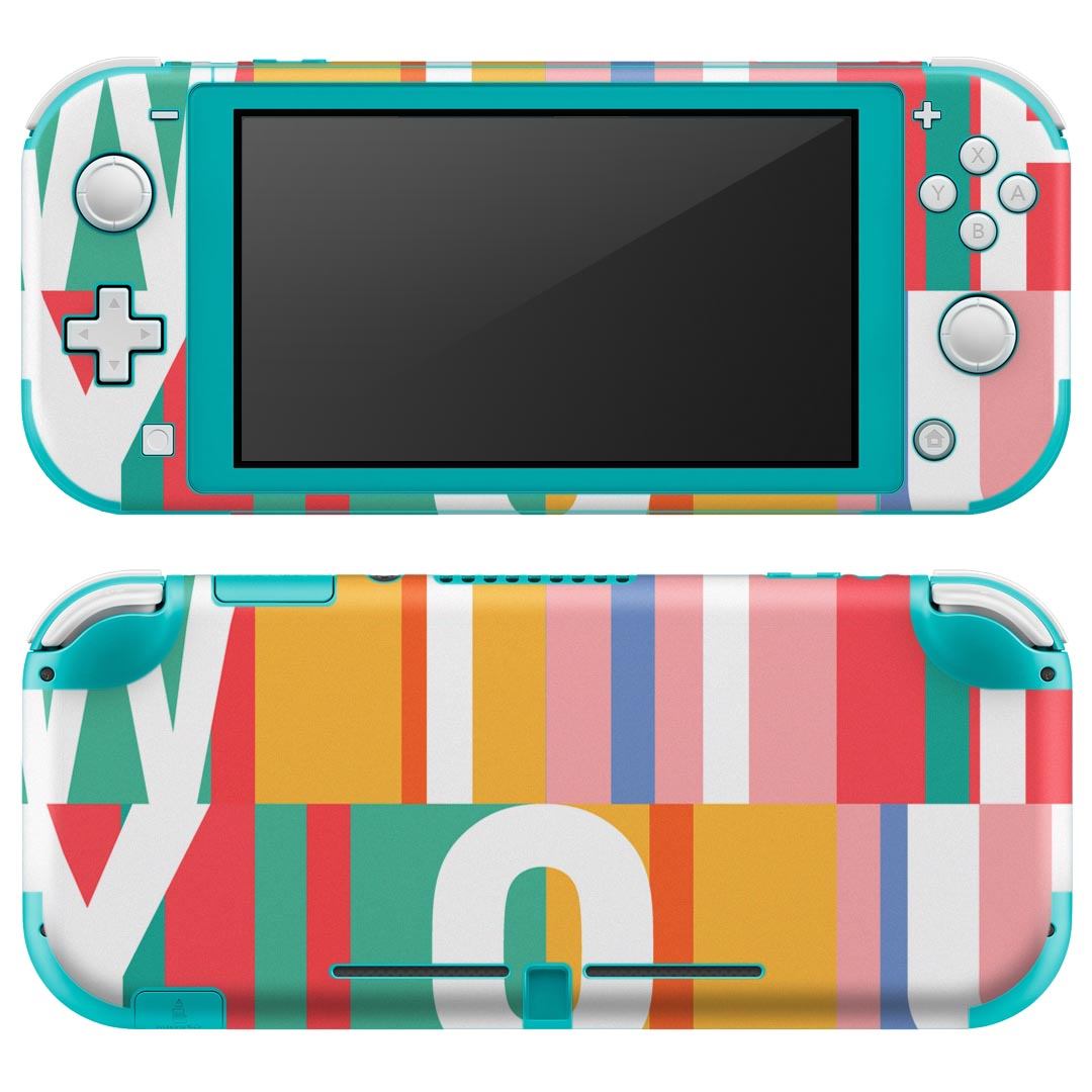 igsticker Nintendo Switch Lite 専用 デザインスキンシール 全面 ニンテンドー スイッチ ライト 専用 ゲーム機 カバー アクセサリー フィルム ステッカー エアフリー 015772 英語　文字　カラフル
