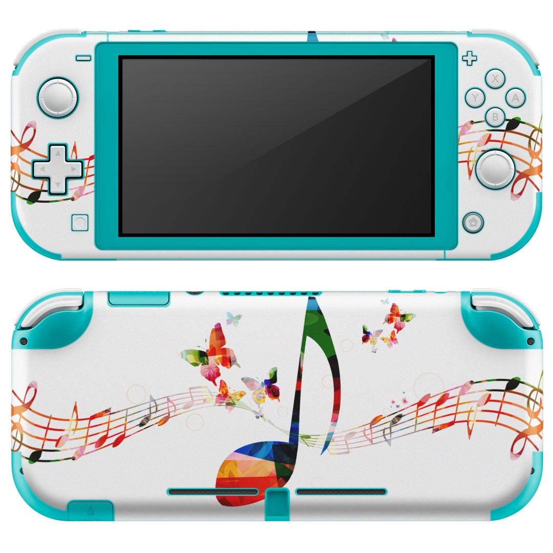 igsticker Nintendo Switch Lite 専用 デザインスキンシール 全面 ニンテンドー スイッチ ライト 専用 ゲーム機 カバー アクセサリー フィルム ステッカー エアフリー 015812 音楽 蝶 カラフル