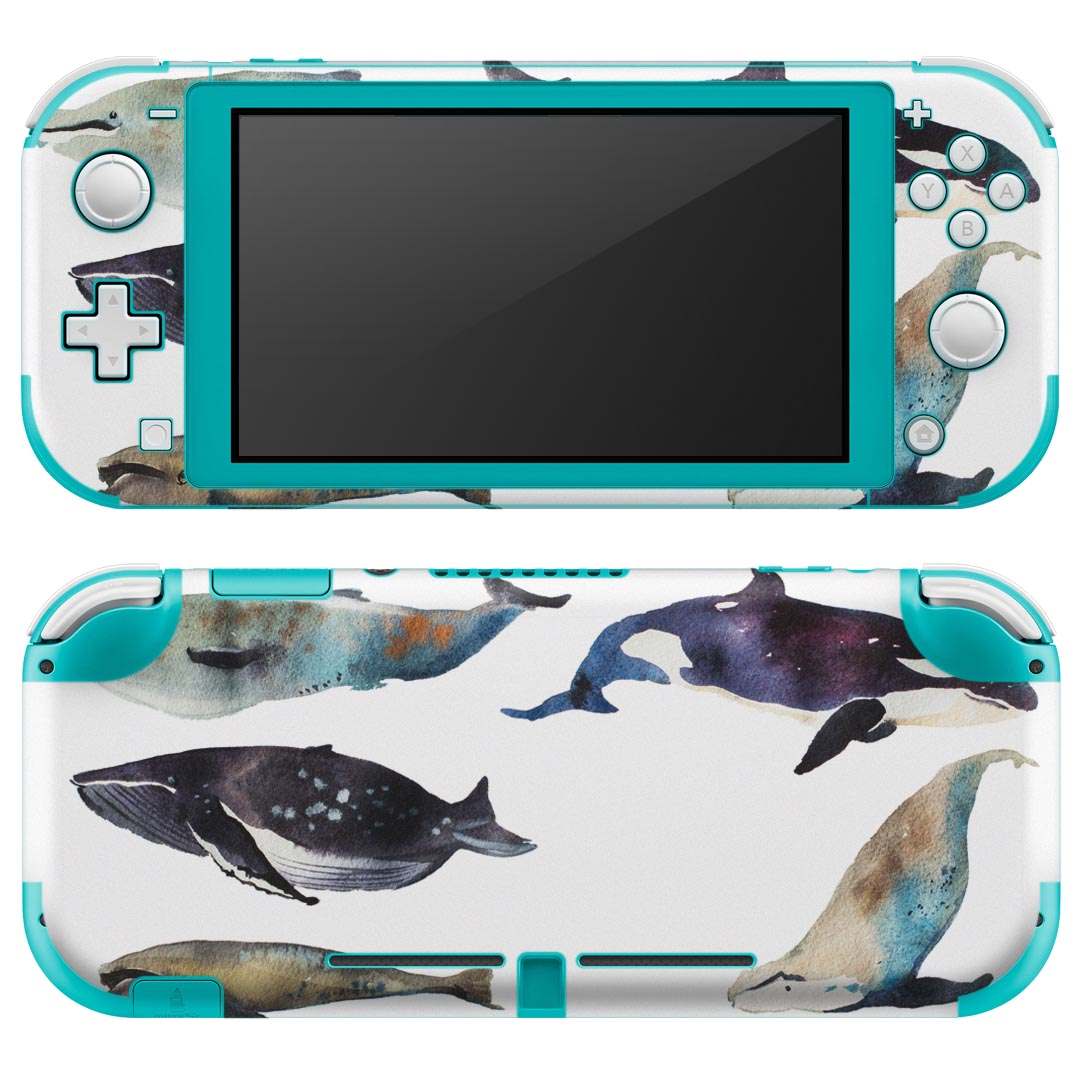 igsticker Nintendo Switch Lite 専用 デザインスキンシール 全面 ニンテンドー スイッチ ライト 専用 ゲーム機 カバー アクセサリー フィルム ステッカー エアフリー 015835 魚　海　くじら　シャチ