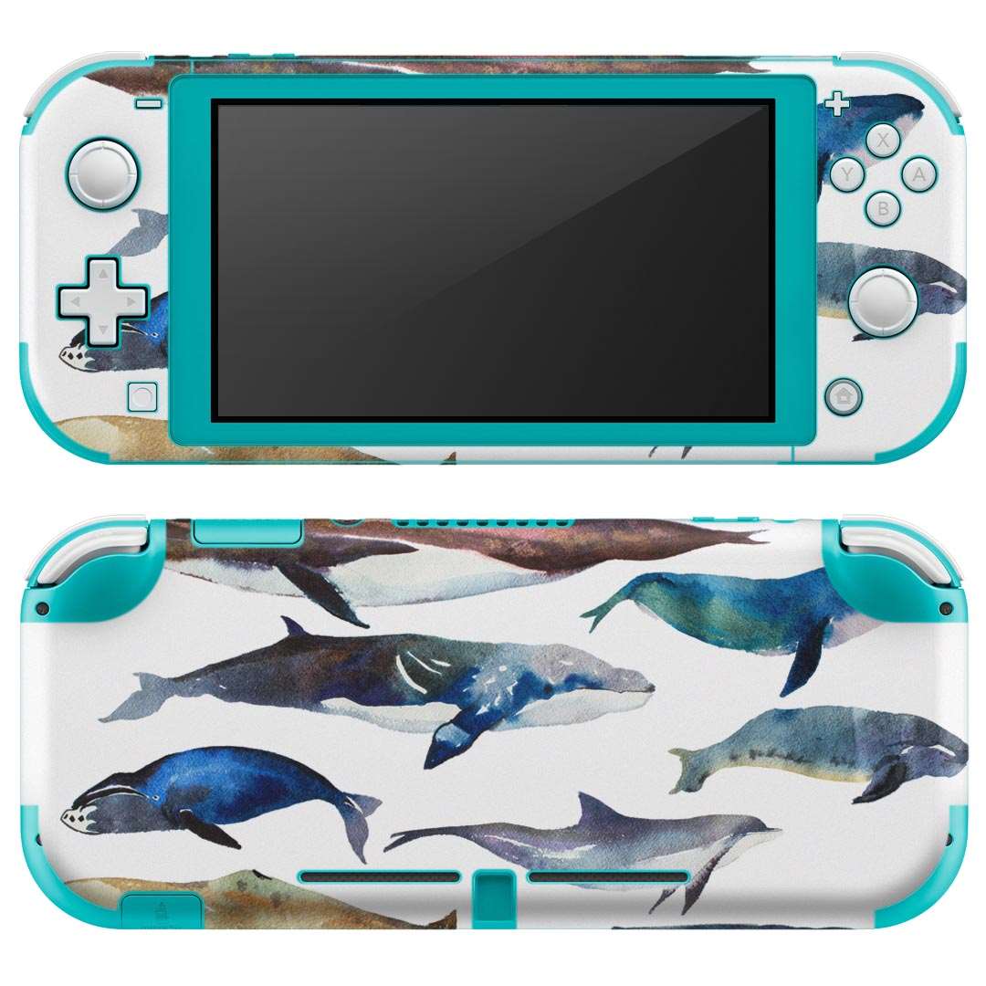 igsticker Nintendo Switch Lite 専用 デザインスキンシール 全面 ニンテンドー スイッチ ライト 専用 ゲーム機 カバー アクセサリー フィルム ステッカー エアフリー 015836 魚 海 くじら シャチ