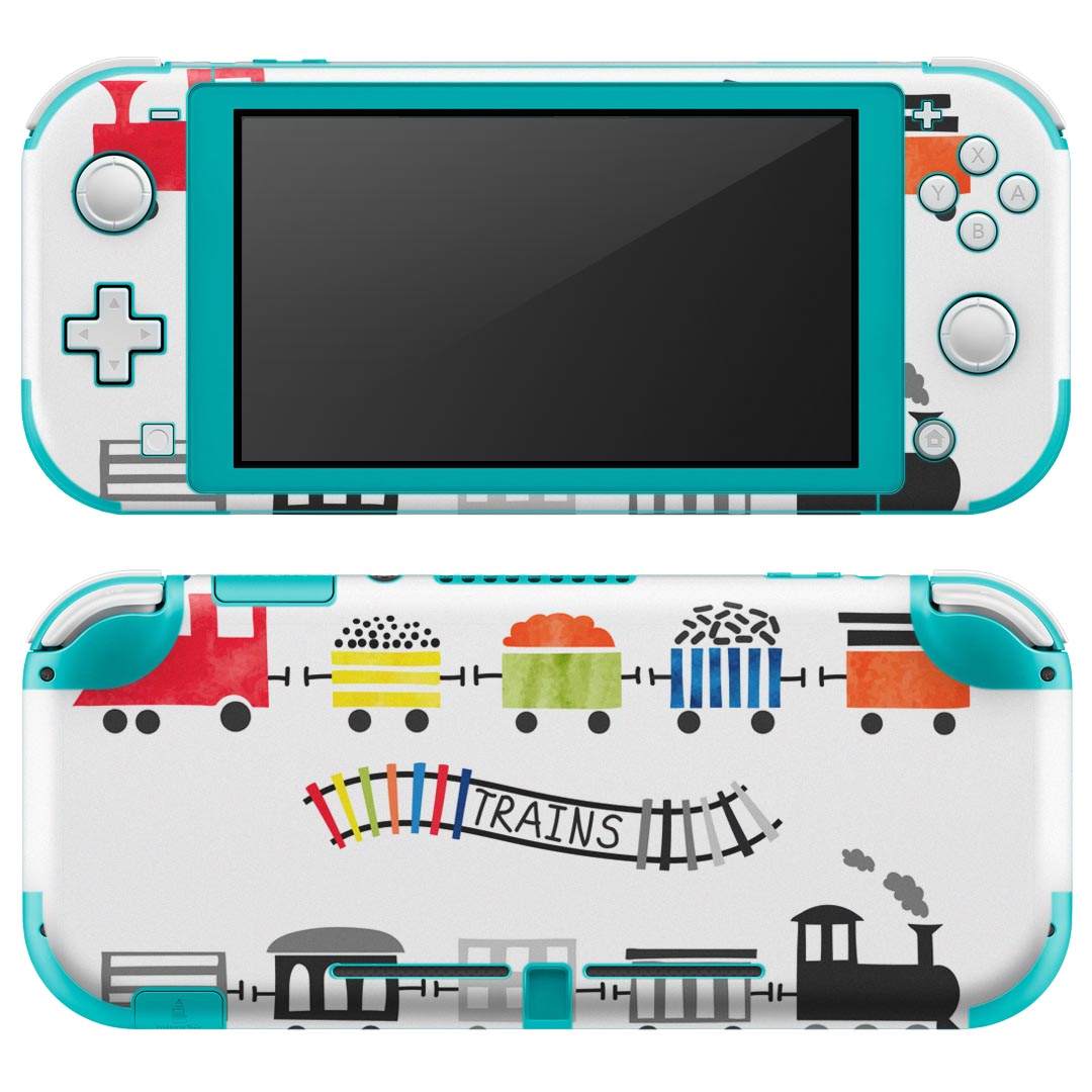 igsticker Nintendo Switch Lite 専用 デザインスキンシール 全面 ニンテンドー スイッチ ライト 専用 ゲーム機 カバー アクセサリー フィルム ステッカー エアフリー 015904 電車　乗り物　カラフル