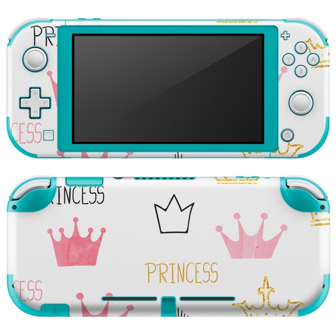 igsticker Nintendo Switch Lite 専用 デザインスキンシール 全面 ニンテンドー スイッチ ライト 専用 ゲーム機 カバー アクセサリー フィルム ステッカー エアフリー 015933 ティアラ　プリンセス