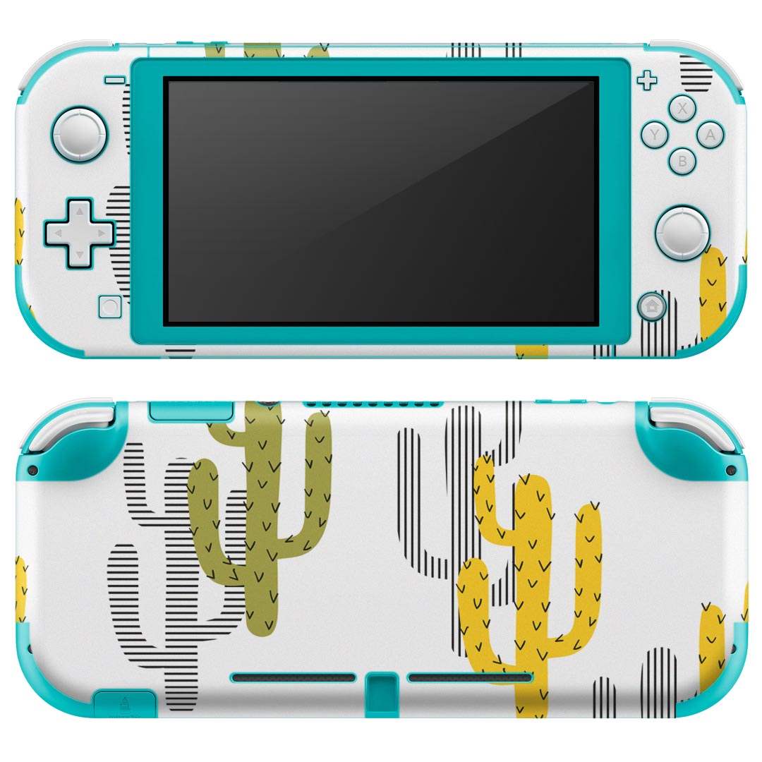 igsticker Nintendo Switch Lite 専用 デザインスキンシール 全面 ニンテンドー スイッチ ライト 専用 ゲーム機 カバー アクセサリー フィルム ステッカー エアフリー 015943 サボテン 模様 黄色