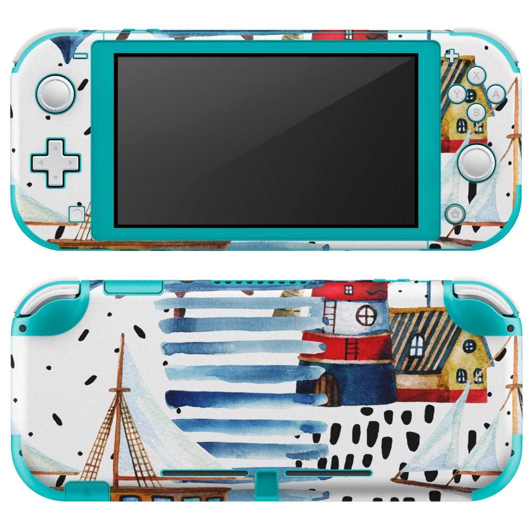 igsticker Nintendo Switch Lite 専用 デザインスキンシール 全面 ニンテンドー スイッチ ライト 専用 ゲーム機 カバー アクセサリー フィルム ステッカー エアフリー 015972 海　模様　夏