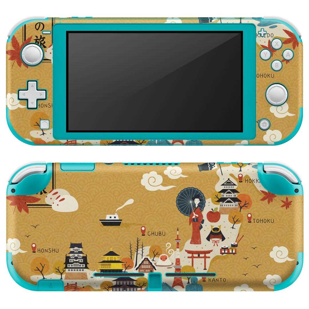 igsticker Nintendo Switch Lite 専用 デザインスキンシール 全面 ニンテンドー スイッチ ライト 専用 ゲーム機 カバー アクセサリー フィルム ステッカー エアフリー 016039 日本地図　旅　和