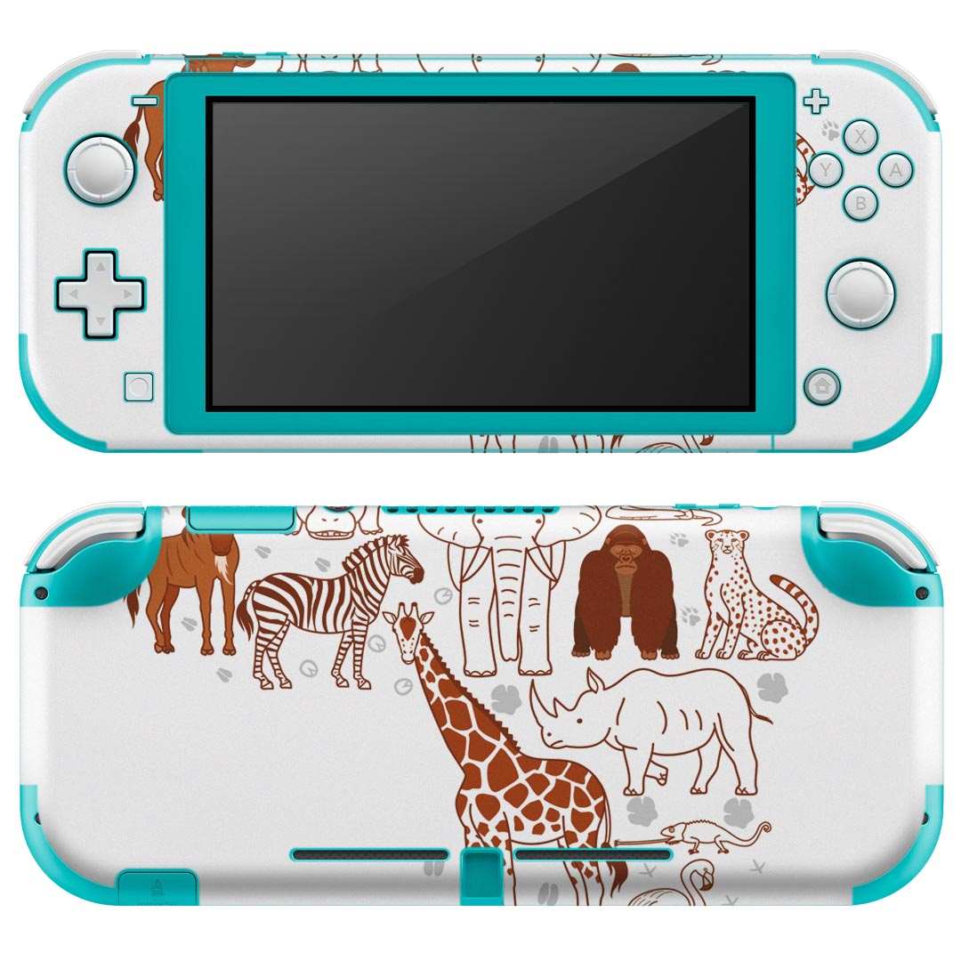 igsticker Nintendo Switch Lite 専用 デザインスキンシール 全面 ニンテンドー スイッチ ライト 専用 ゲーム機 カバー アクセサリー フィルム ステッカー エアフリー 016062 動物　アフリカ　像　きりん