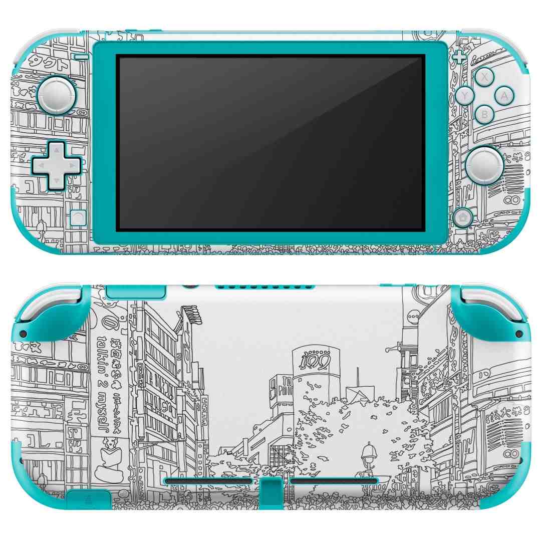 igsticker Nintendo Switch Lite 専用 デザインスキンシール 全面 ニンテンドー スイッチ ライト 専用 ゲーム機 カバー アクセサリー フィルム ステッカー エアフリー 016069 街並み　おしゃれ　白黒