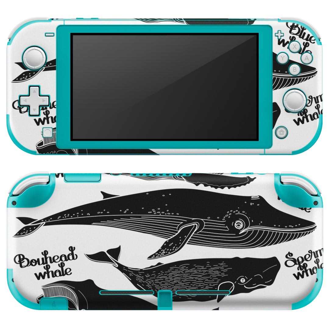 igsticker Nintendo Switch Lite 専用 デザインスキンシール 全面 ニンテンドー スイッチ ライト 専用 ゲーム機 カバー アクセサリー フィルム ステッカー エアフリー 016164 魚　モノクロ
