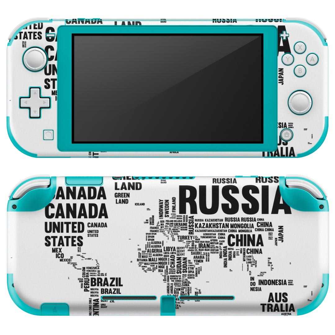 igsticker Nintendo Switch Lite 専用 デザインスキンシール 全面 ニンテンドー スイッチ ライト 専用 ゲーム機 カバー アクセサリー フィルム ステッカー エアフリー 016209 世界地図　モノクロ