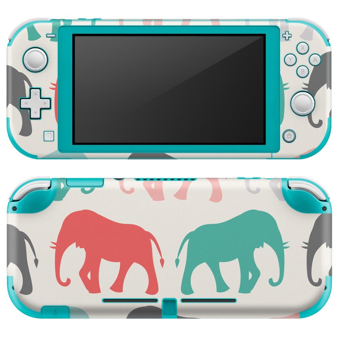 igsticker Nintendo Switch Lite 専用 デザインスキンシール 全面 ニンテンドー スイッチ ライト 専用 ゲーム機 カバー アクセサリー フィルム ステッカー エアフリー 016316 象　カラフル　動物