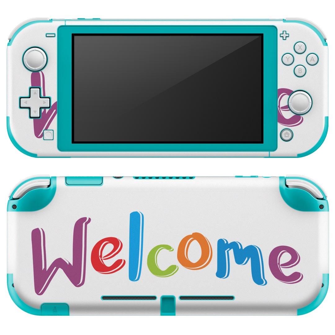 igsticker Nintendo Switch Lite 専用 デザインスキンシール 全面 ニンテンドー スイッチ ライト 専用 ゲーム機 カバー アクセサリー フィルム ステッカー エアフリー 016431 英語　カラフル