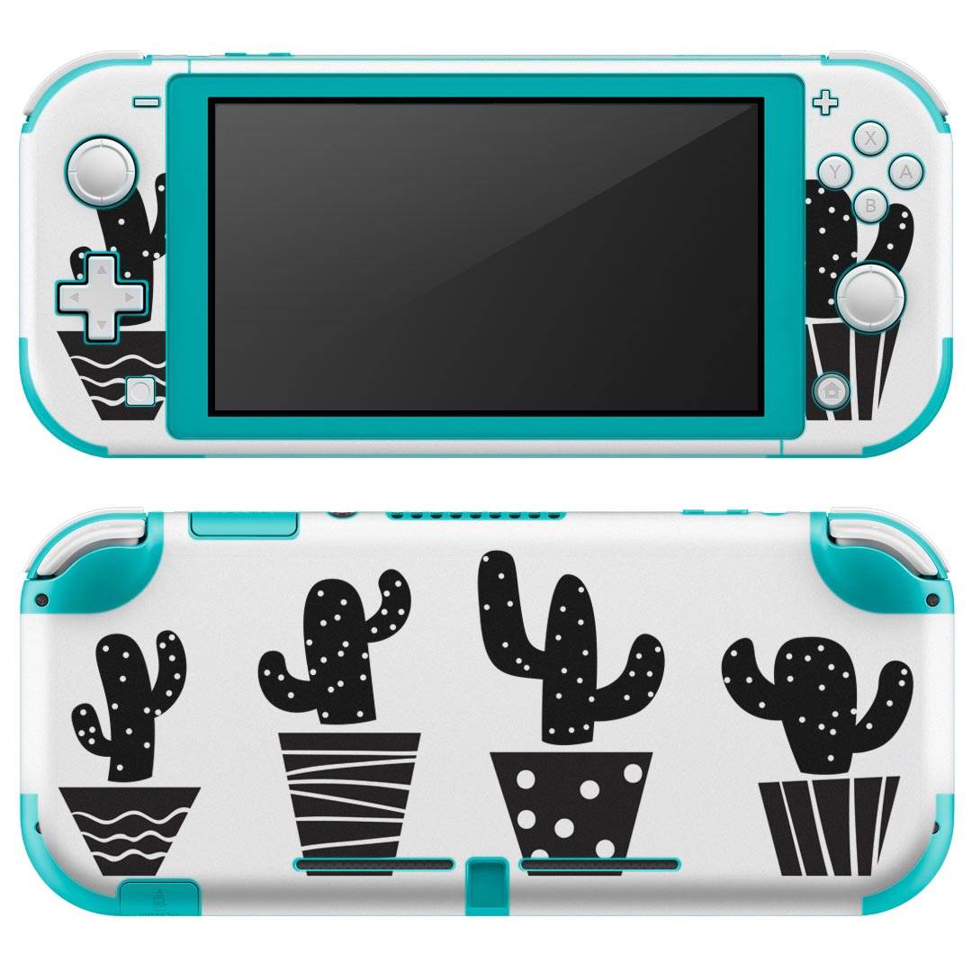 igsticker Nintendo Switch Lite 専用 デザインスキンシール 全面 ニンテンドー スイッチ ライト 専用 ゲーム機 カバー アクセサリー フィルム ステッカー エアフリー 016440 サボテン　モノクロ
