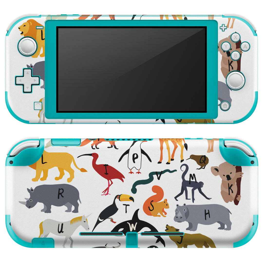 igsticker Nintendo Switch Lite 専用 デザインスキンシール 全面 ニンテンドー スイッチ ライト 専用 ゲーム機 カバー アクセサリー フィルム ステッカー エアフリー 017522 アニマル アルファベット 英字 表